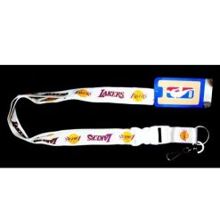 NBA Los Angeles Lakers Basketball Lanyard Keychain Hook & Loop ID Holder White