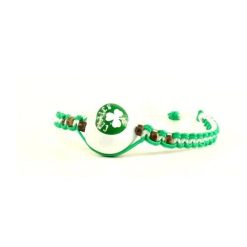NBA Boston Celtics Basketball Single Kukui Nut Macrame Fan Bracelet Green/White