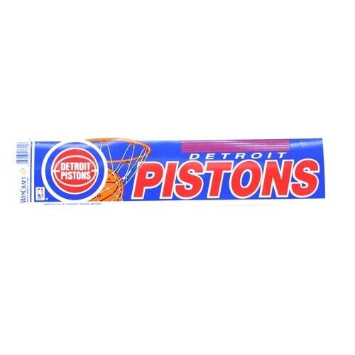 2pk NBA Detroit Pistons Basketball 3"x12" WinCraft Bumper Sticker Decal Blue/Red Main Image