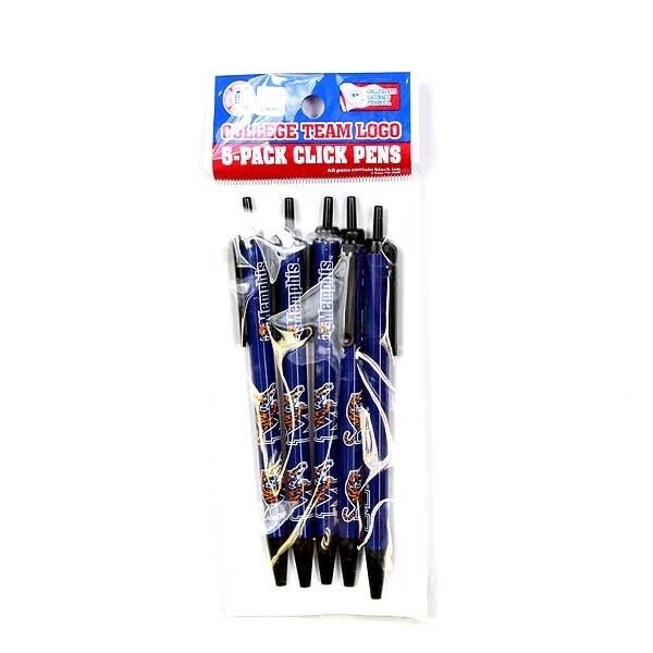 Qty 2 NCAA Memphis Tigers Official Team Merch 5-Pack Soft Click Pens Black Ink