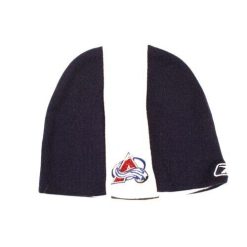 Colorado Avalanche NHL Reebok Blue Skunk Stripe Knit Hat Cap Style On Ice Beanie