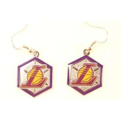 NBA Los Angeles LA Lakers Basketball Minx Style Hex Hook Dangle Earrings