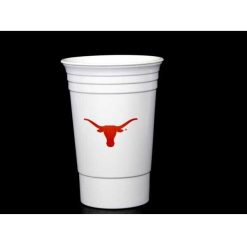 2pk NCAA Texas Longhorns Official Team Merch 16oz Double Walled White Party Cups