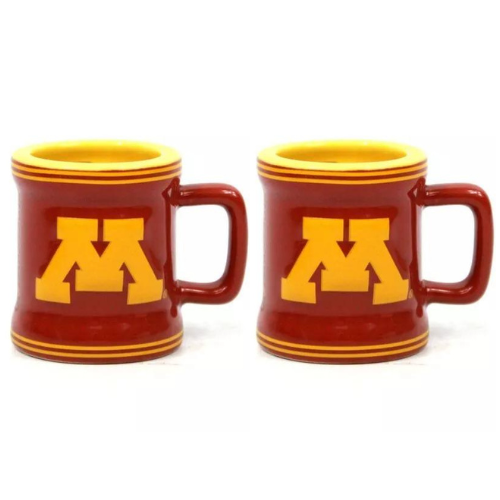 2pk NCAA Minnesota Golden Gophers Official 2oz Ceramic Sculpted Style Mini Mugs