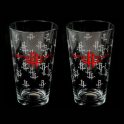 2pk NBA Houston Rockets Basketball Clear Pint Glass 16oz Drinkware Repeater Logo