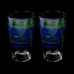 2pk NBA Minnesota Timberwolves Basketball 16oz Pint Glass Repeater Heavy Clear