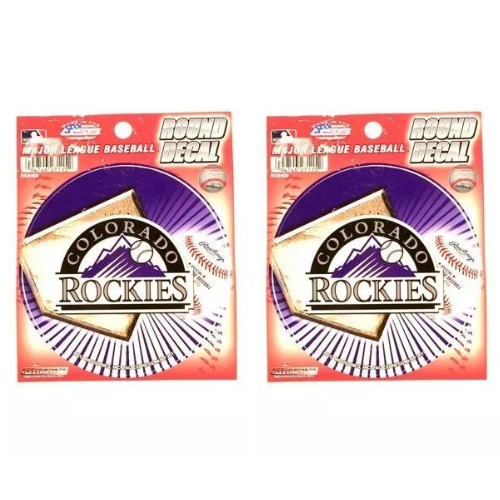 2pk MLB Colorado Rockies Baseball Official Merch Round Style Decals Stickers