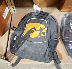 NCAA Iowa Hawkeyes Official Team Merch Black Strapped Backpack Bag